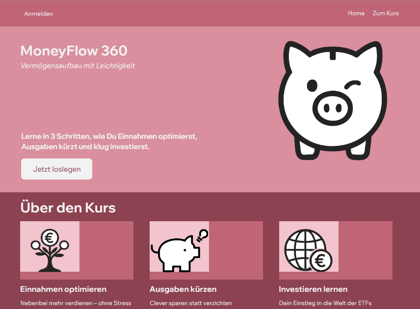 MoneyFlow 360 – Kurswebsite Screenshot